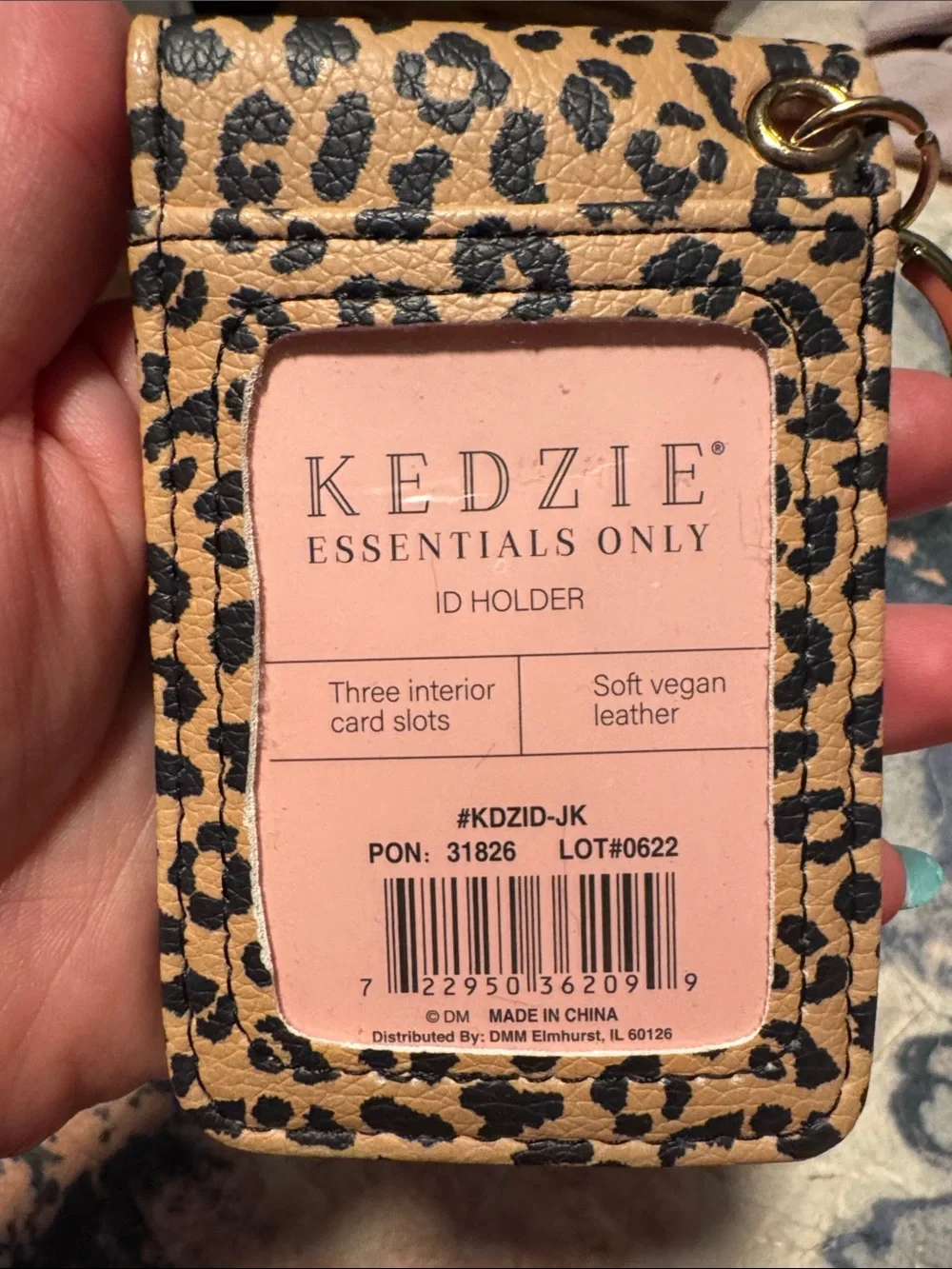 Kedzie Leopard Print Card Wallet Keychain - Black & Tan